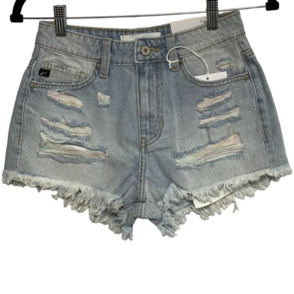 KanCan Light‎ Wash Distressed Jean Shorts Size 0/23